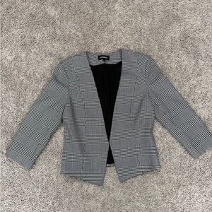 Express Black and White Plaid Blazer